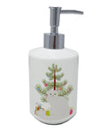 Asian Semi Longhaired Cat Christmas Ceramic Soap Dispenser , Empty Refillable Hand Soap Pump Bottle for Bathroom Kitchen