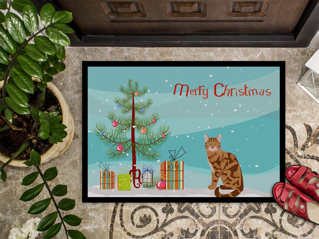 Bengal Cat Christmas Doormat Indoor Outdoor 24H X 36W Front Door Mat Rugs for Entryway, Non Slip Washable Low Pile,