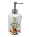 Bengal Cat Christmas Ceramic Soap Dispenser , Empty Refillable Hand Soap Pump Bottle for Bathroom Kitchen