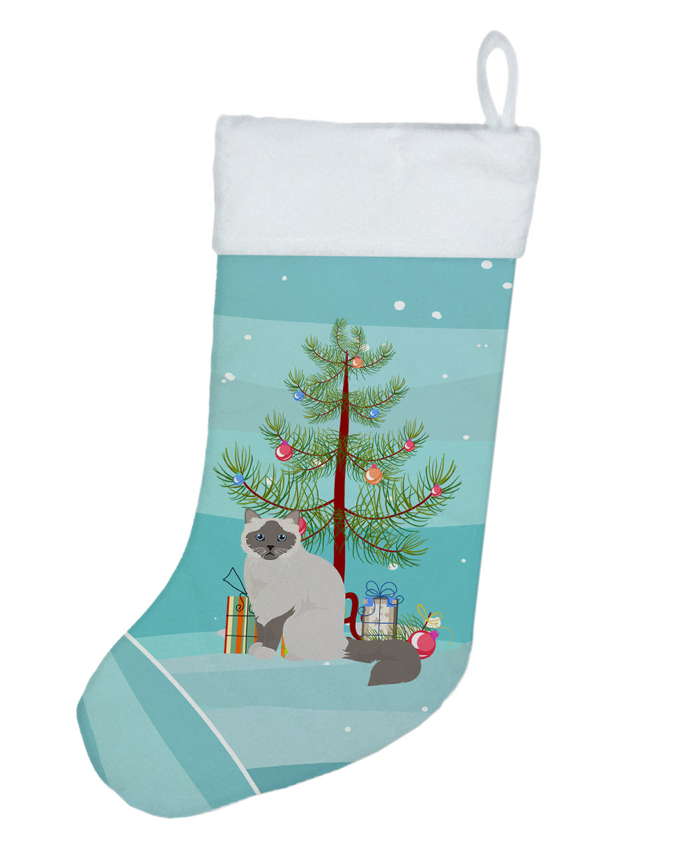 Birman Cat Christmas Holiday Stocking Double-Sided Print, Polyester Suede,11x18, Made in USA