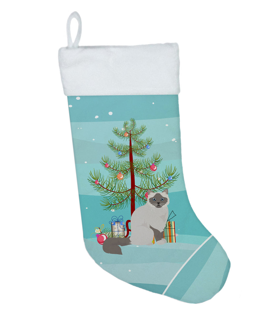 Birman Cat Christmas Holiday Stocking Double-Sided Print, Polyester Suede,11x18, Made in USA