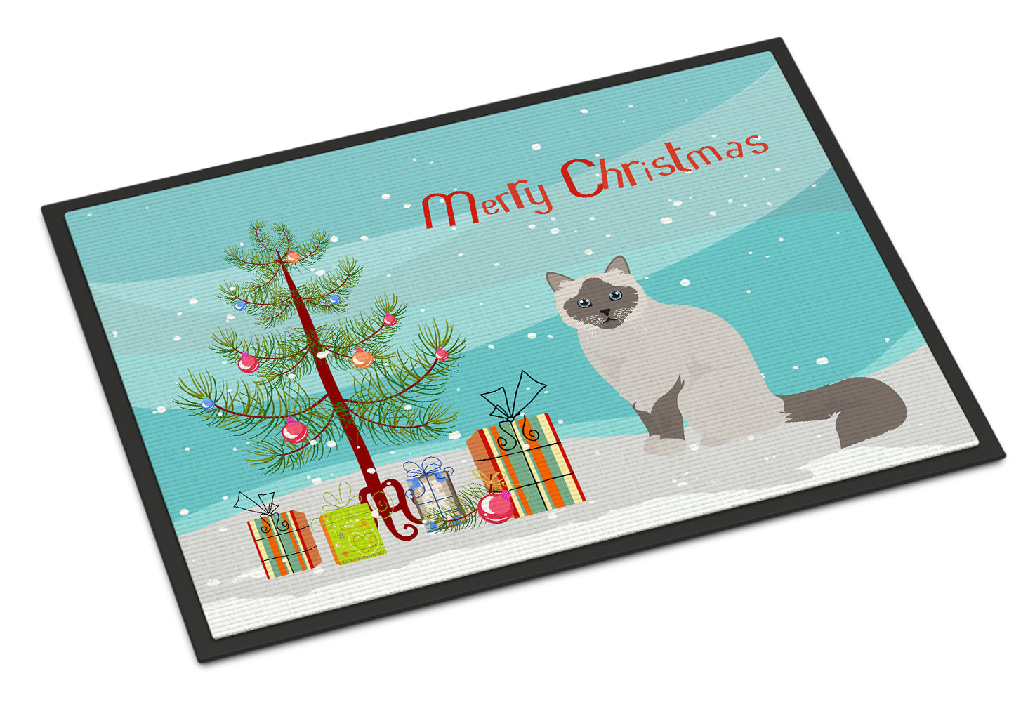 Birman Cat Christmas Doormat Indoor Outdoor 18H X 27W Front Door Mat Rugs for Entryway, Non Slip Washable
