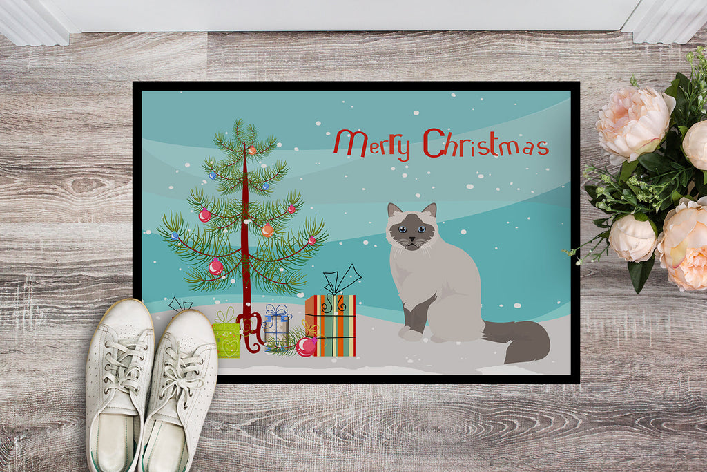Birman Cat Christmas Doormat Indoor Outdoor 18H X 27W Front Door Mat Rugs for Entryway, Non Slip Washable