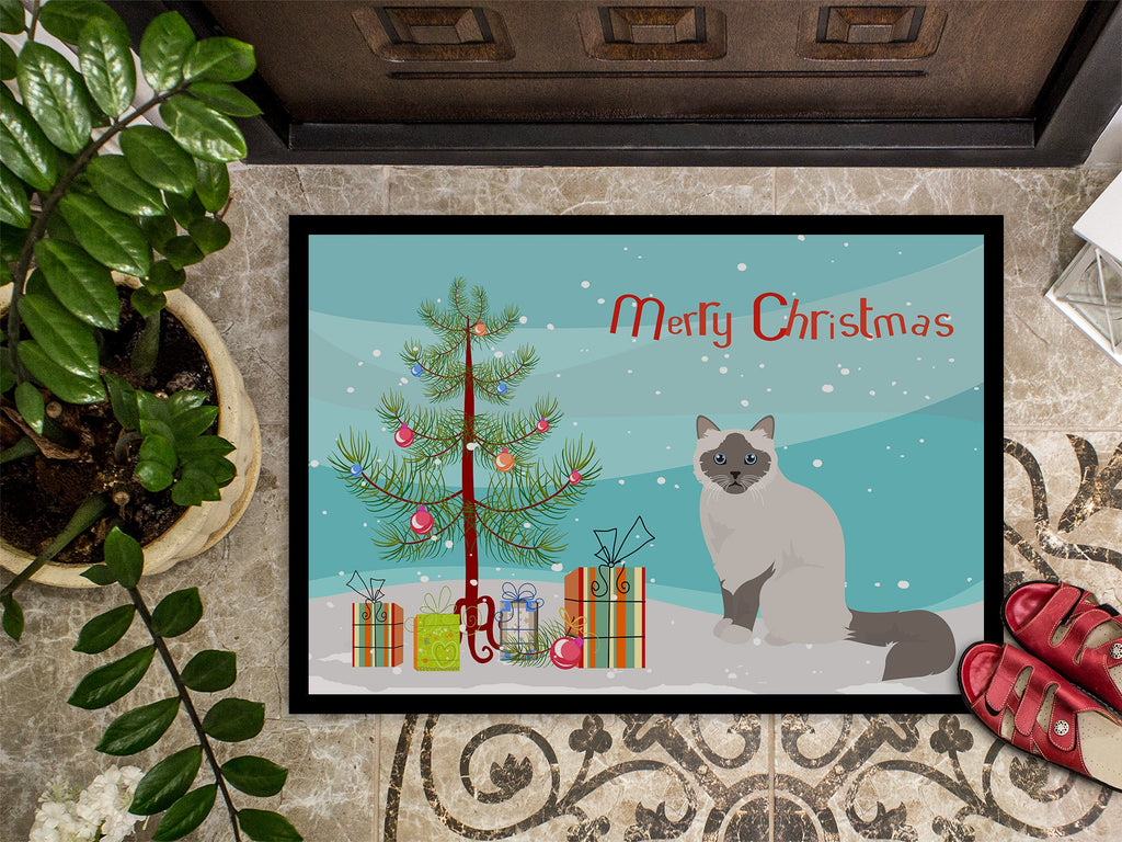 Birman Cat Christmas Doormat Indoor Outdoor 18H X 27W Front Door Mat Rugs for Entryway, Non Slip Washable