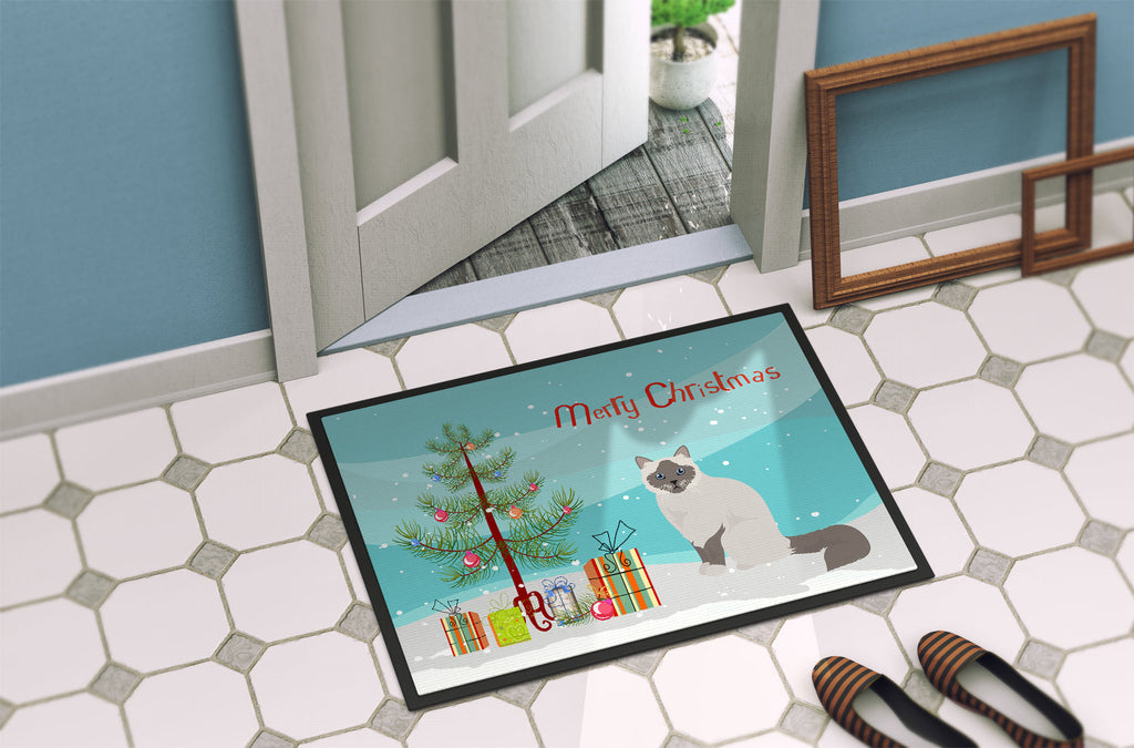 Birman Cat Christmas Doormat Indoor Outdoor 18H X 27W Front Door Mat Rugs for Entryway, Non Slip Washable