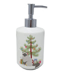 Birman Cat Christmas Ceramic Soap Dispenser , Empty Refillable Hand Soap Pump Bottle for Bathroom Kitchen