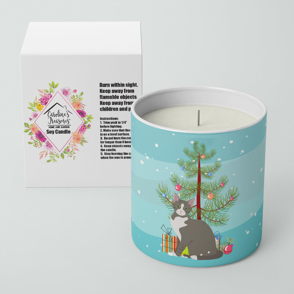 Brazilian Shorthair Cat Christmas Decorative Soy Candle Nature Soy Wax Essential Oil Home Decor Ideal for Bedroom Kitchen Bath Office Gift, 10 oz