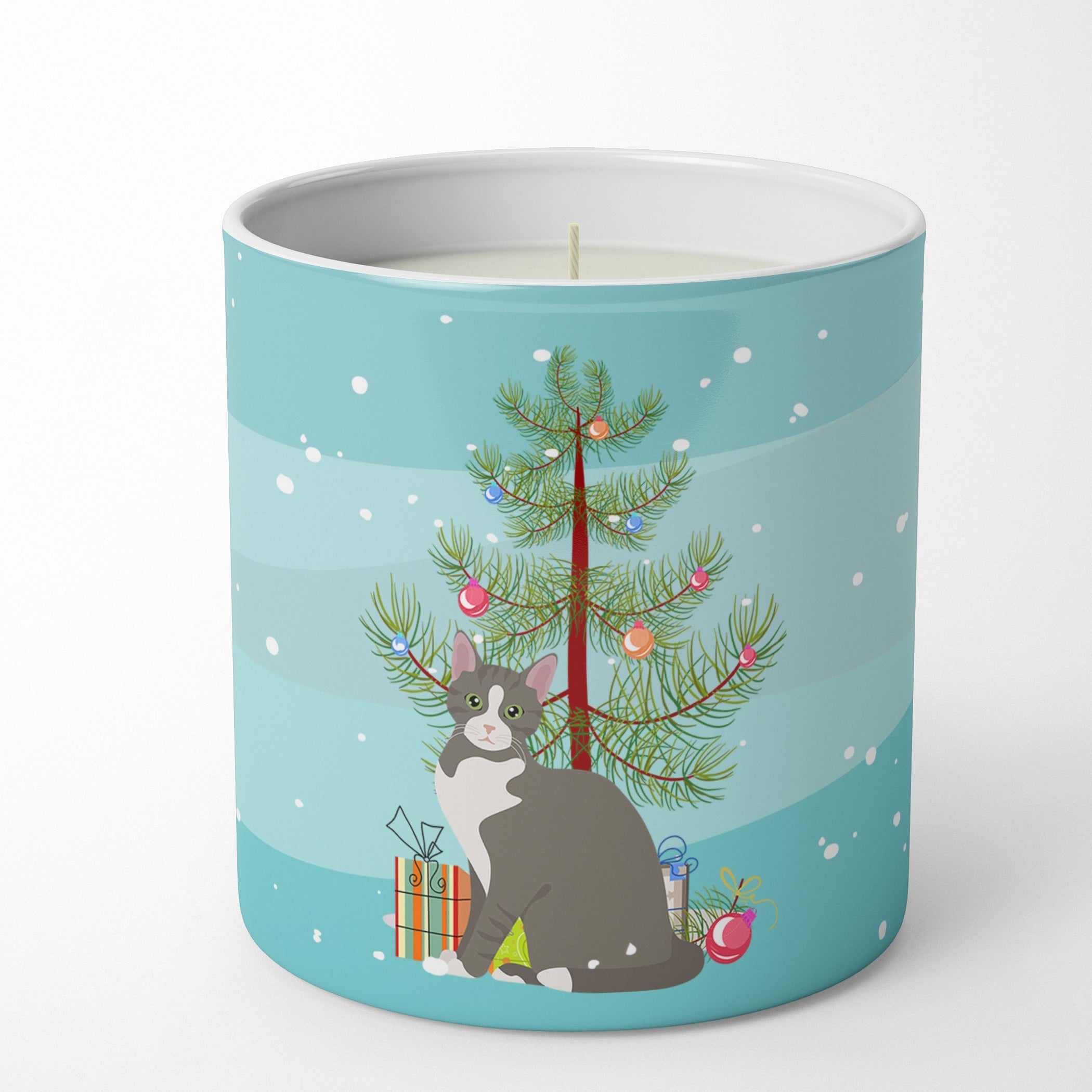 Brazilian Shorthair Cat Christmas Decorative Soy Candle Nature Soy Wax Essential Oil Home Decor Ideal for Bedroom Kitchen Bath Office Gift, 10 oz