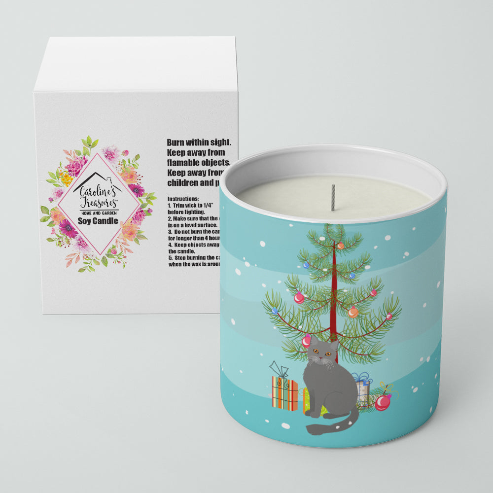 British Semi Longhair Cat Christmas Decorative Soy Candle Nature Soy Wax Essential Oil Home Decor Ideal for Bedroom Kitchen Bath Office Gift, 10 oz