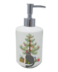 British Semi Longhair Cat Christmas Ceramic Soap Dispenser , Empty Refillable Hand Soap Pump Bottle for Bathroom Kitchen
