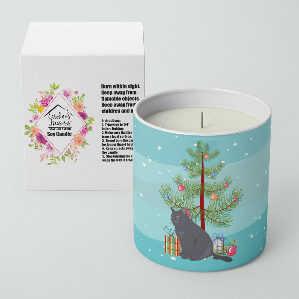British Shorthair Cat Christmas Decorative Soy Candle Nature Soy Wax Essential Oil Home Decor Ideal for Bedroom Kitchen Bath Office Gift, 10 oz