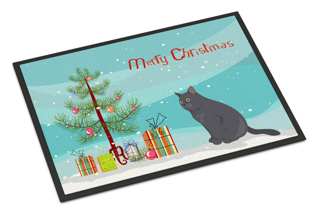 British Shorthair Cat Christmas Doormat Indoor Outdoor 24H X 36W Front Door Mat Rugs for Entryway, Non Slip Washable Low Pile,