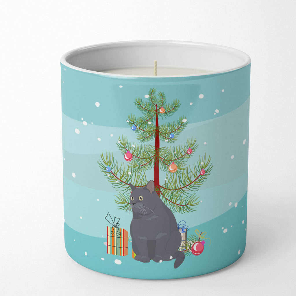 British Shorthair Cat Christmas Decorative Soy Candle Nature Soy Wax Essential Oil Home Decor Ideal for Bedroom Kitchen Bath Office Gift, 10 oz