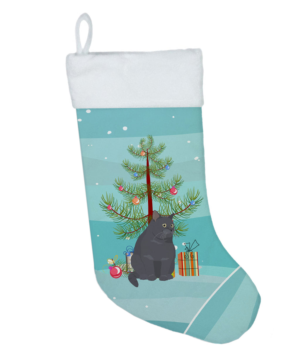 British Shorthair Cat Christmas Holiday Stocking Double-Sided Print, Polyester Suede,11x18, Made in USA