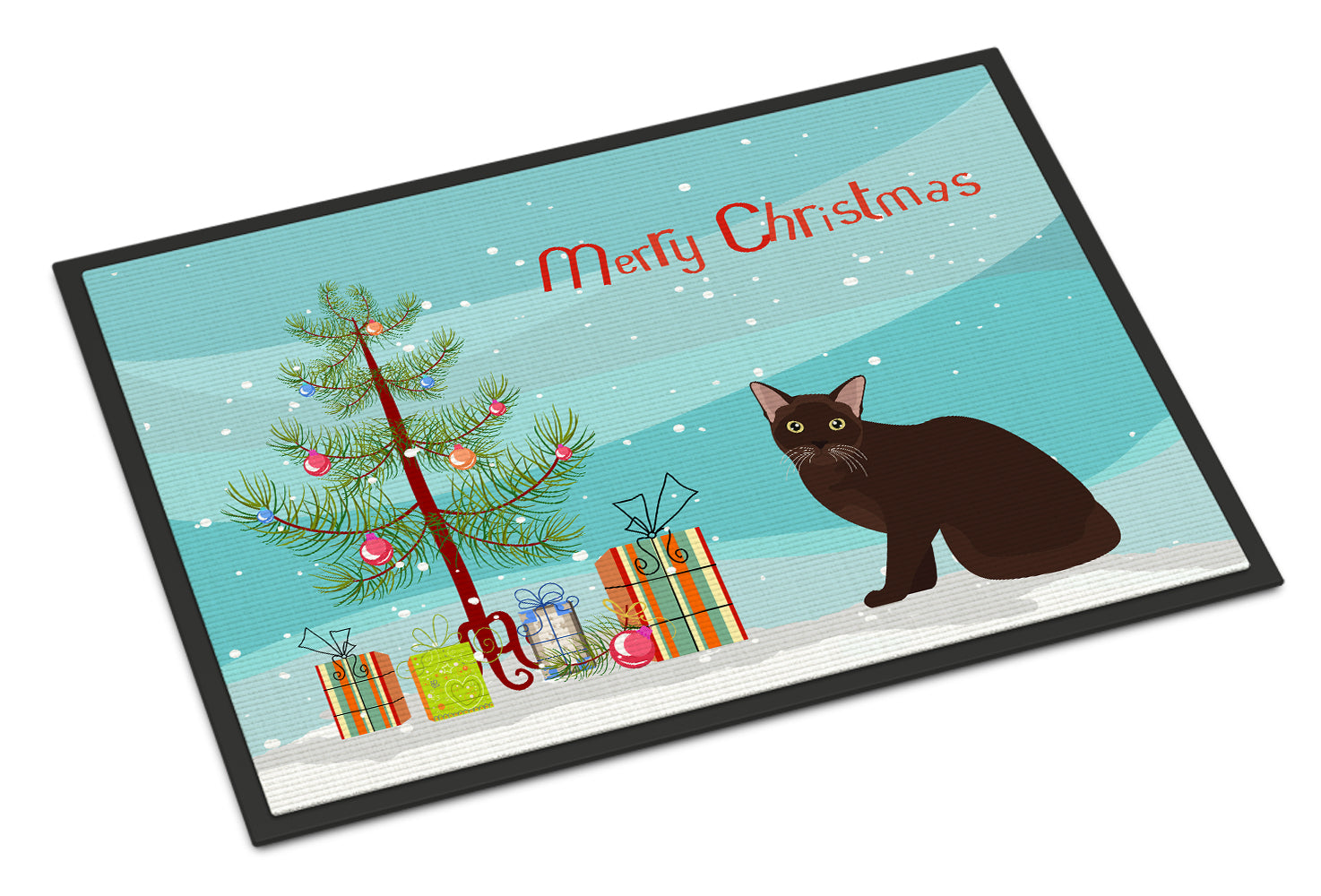 Burmese Cat Christmas Doormat Indoor Outdoor 18H X 27W Front Door Mat Rugs for Entryway, Non Slip Washable