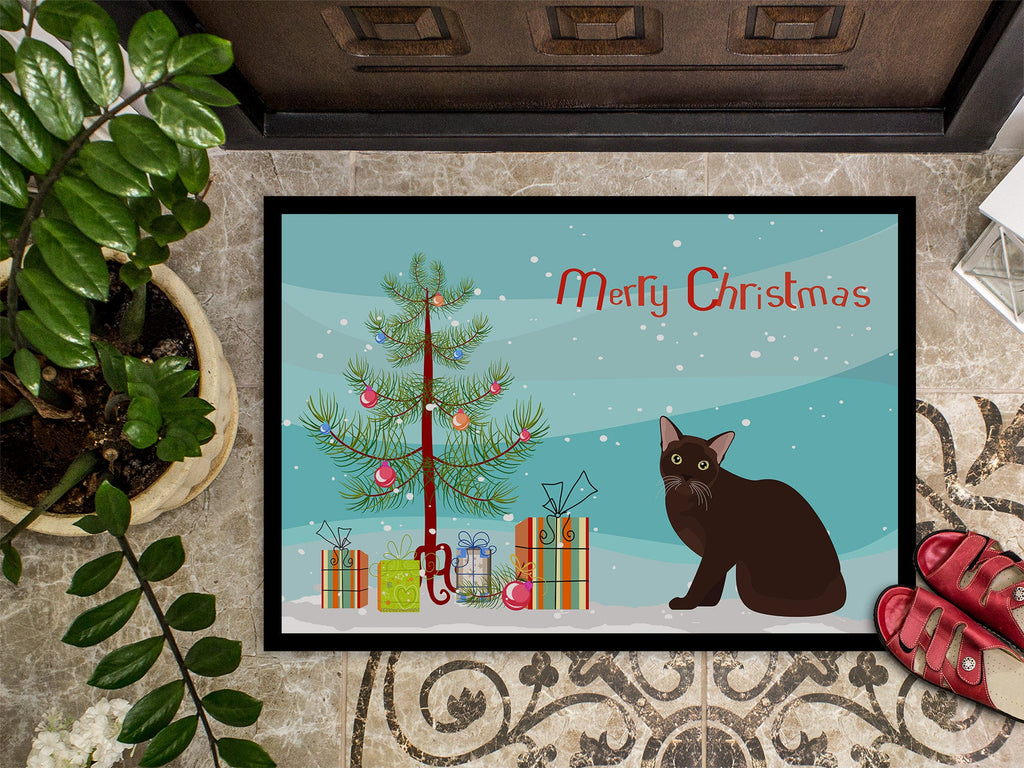 Burmese Cat Christmas Doormat Indoor Outdoor 18H X 27W Front Door Mat Rugs for Entryway, Non Slip Washable