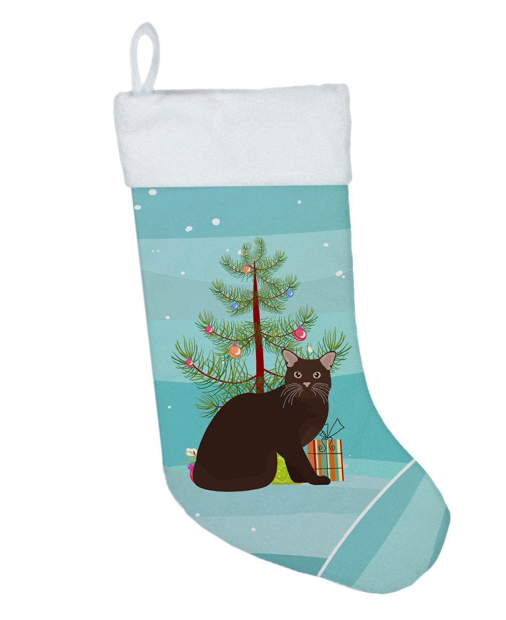 Burmese Cat Christmas Holiday Stocking Double-Sided Print, Polyester Suede,11x18, Made in USA