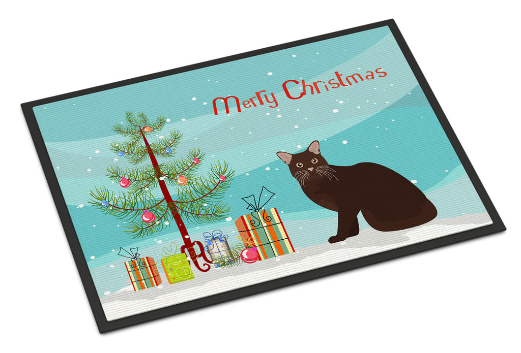 Burmese Cat Christmas Doormat Indoor Outdoor 18H X 27W Front Door Mat Rugs for Entryway, Non Slip Washable