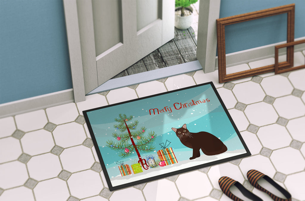 Burmese Cat Christmas Doormat Indoor Outdoor 18H X 27W Front Door Mat Rugs for Entryway, Non Slip Washable