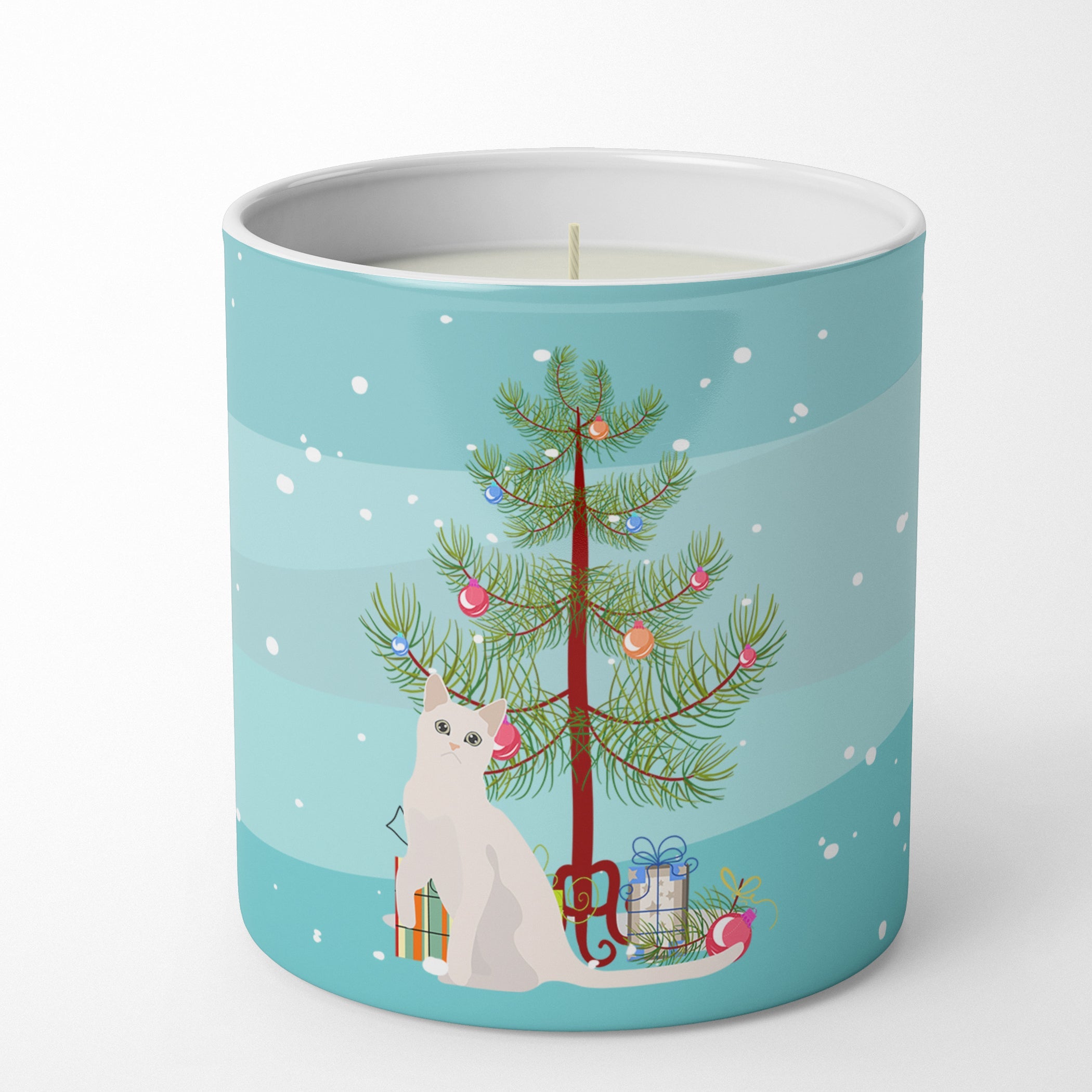 Burmilla Cat Christmas Decorative Soy Candle Nature Soy Wax Essential Oil Home Decor Ideal for Bedroom Kitchen Bath Office Gift, 10 oz