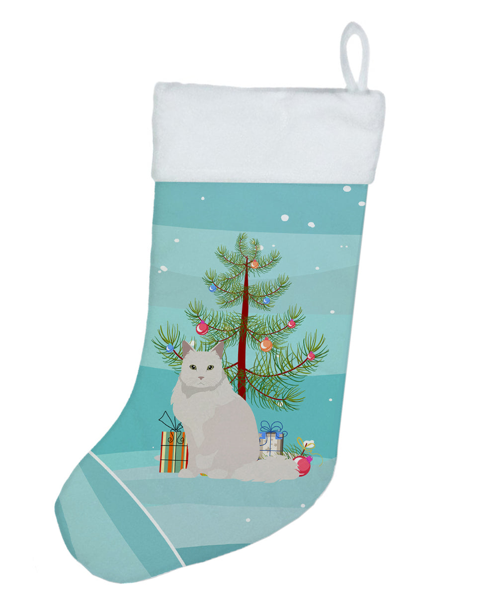 Chantilly Tiffany Cat Christmas Holiday Stocking Double-Sided Print, Polyester Suede,11x18, Made in USA