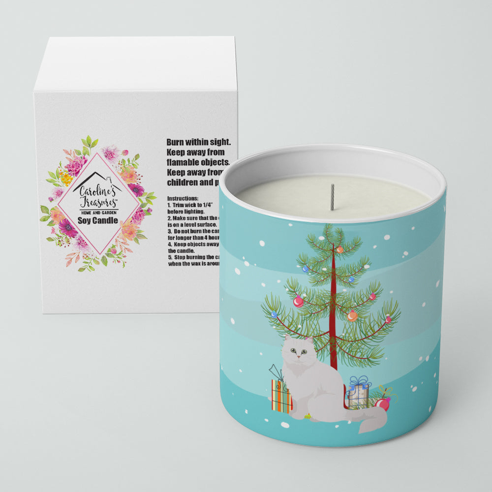 Chinchilla Persian Longhair Cat Christmas Decorative Soy Candle Nature Soy Wax Essential Oil Home Decor Ideal for Bedroom Kitchen Bath Office Gift, 10 oz