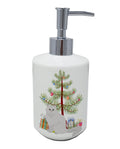 Chinchilla Persian Longhair Cat Christmas Ceramic Soap Dispenser , Empty Refillable Hand Soap Pump Bottle for Bathroom Kitchen