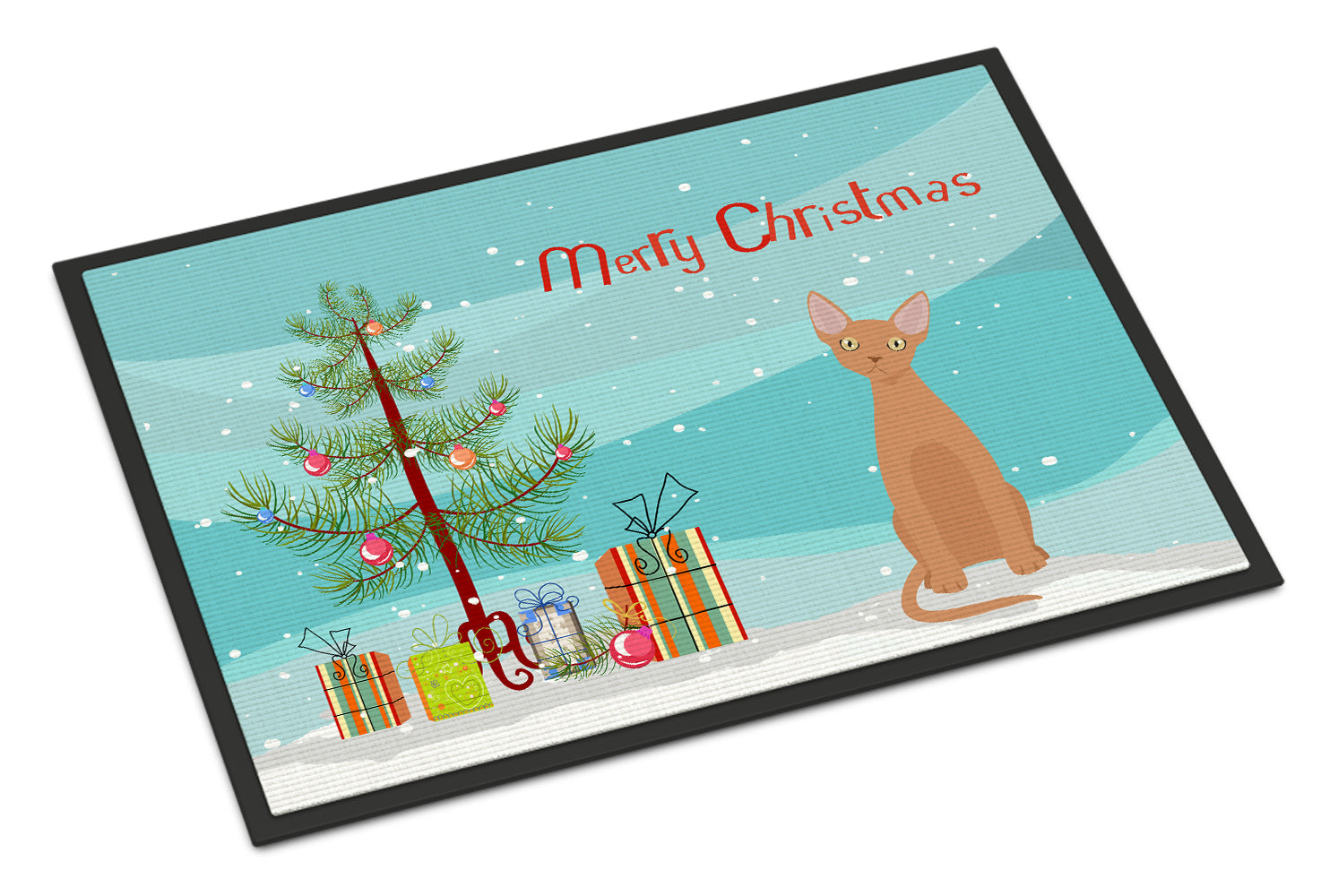 Devon Rex Cat Christmas Doormat Indoor Outdoor 18H X 27W Front Door Mat Rugs for Entryway, Non Slip Washable