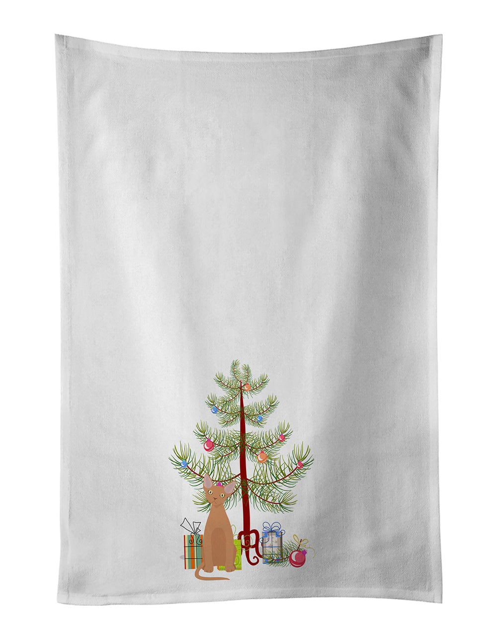 Devon Rex Cat Christmas Kitchen Towel Set of 2 White Dish Towels Decorative Bathroom Hand towel for Hand, Face, Hair, Yoga, Tea, Dishcloth, 19 X 28", White