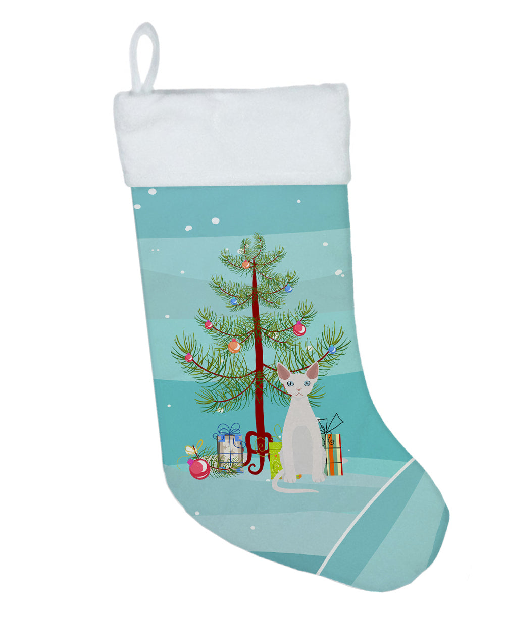 Devon Rex Cat Christmas Holiday Stocking Double-Sided Print, Polyester Suede,11x18, Made in USA