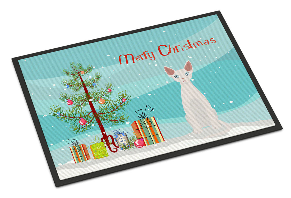 Devon Rex Cat Christmas Doormat Indoor Outdoor 18H X 27W Front Door Mat Rugs for Entryway, Non Slip Washable