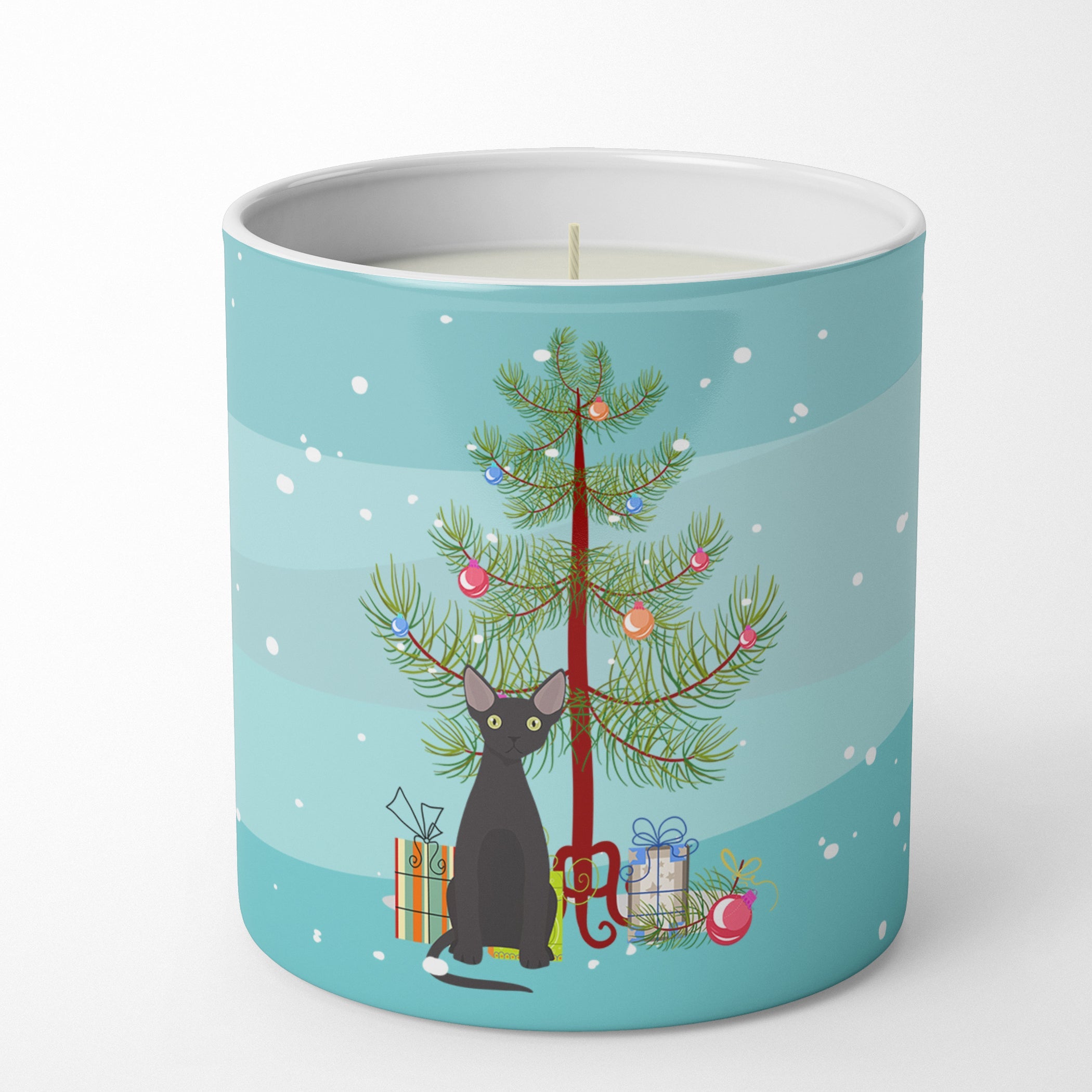 Devon Rex Cat Christmas Decorative Soy Candle Nature Soy Wax Essential Oil Home Decor Ideal for Bedroom Kitchen Bath Office Gift, 10 oz
