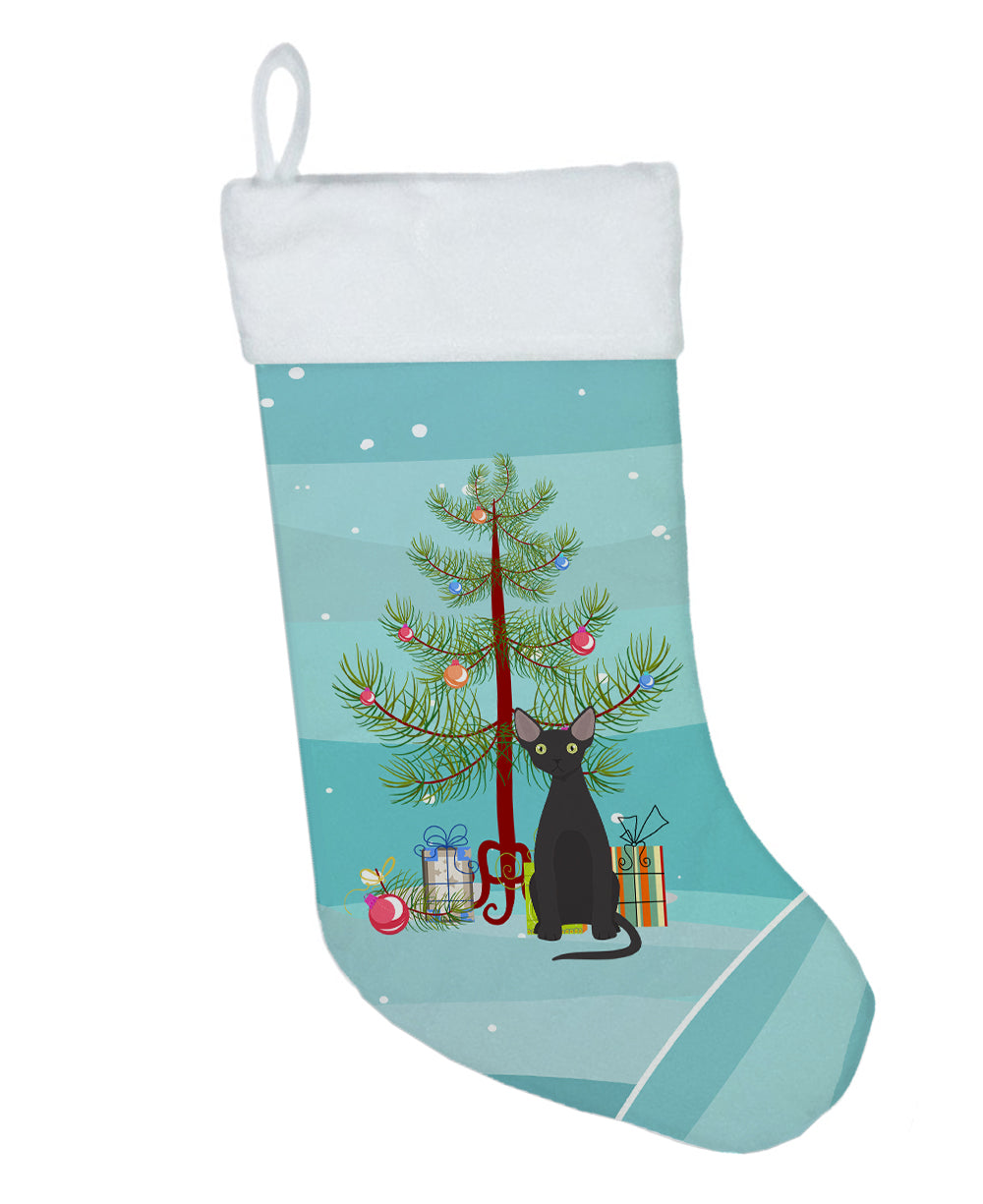 Devon Rex Cat Christmas Holiday Stocking Double-Sided Print, Polyester Suede,11x18, Made in USA