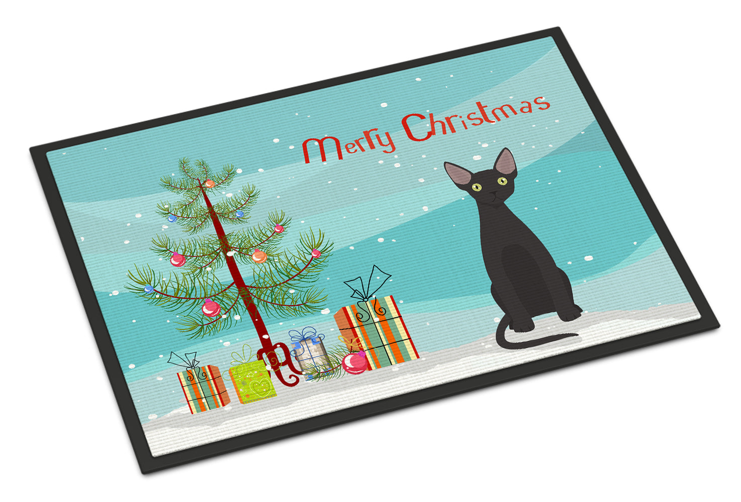 Devon Rex Cat Christmas Doormat Indoor Outdoor 24H X 36W Front Door Mat Rugs for Entryway, Non Slip Washable Low Pile,