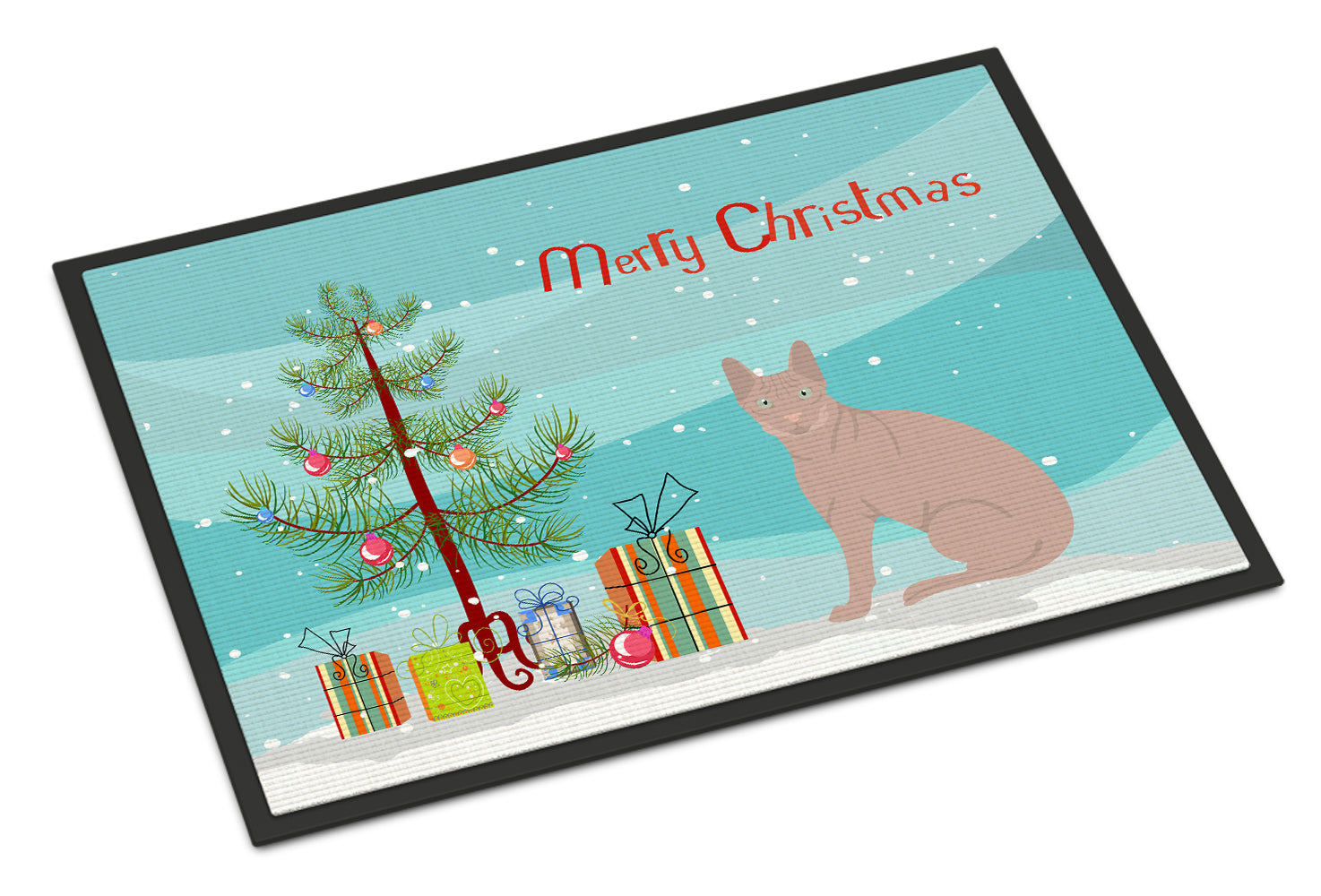 Don Sphynx Cat Christmas Doormat Indoor Outdoor 18H X 27W Front Door Mat Rugs for Entryway, Non Slip Washable
