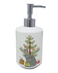 Egyptian Mau Cat Christmas Ceramic Soap Dispenser , Empty Refillable Hand Soap Pump Bottle for Bathroom Kitchen