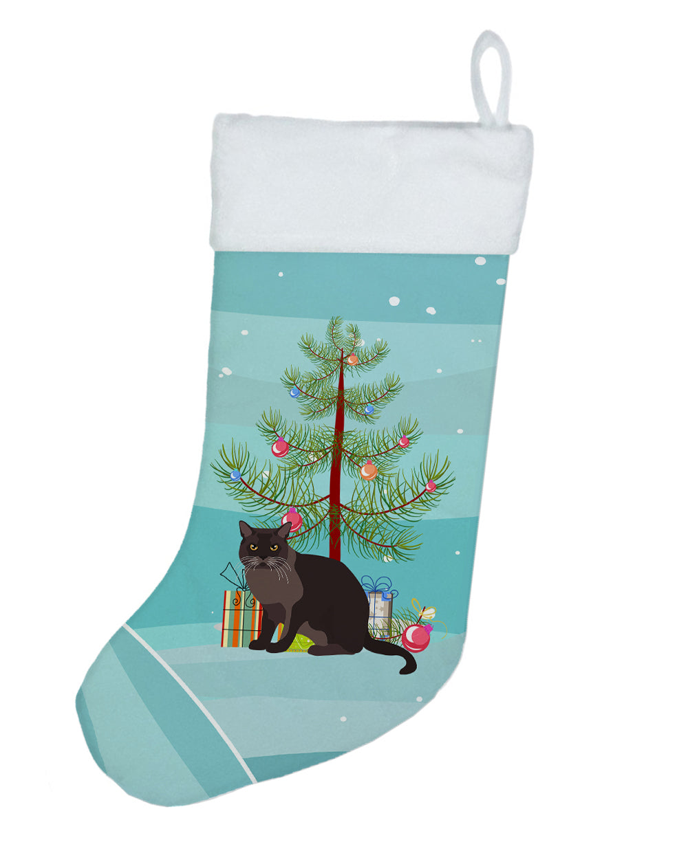 European Burmese Cat Christmas Holiday Stocking Double-Sided Print, Polyester Suede,11x18, Made in USA