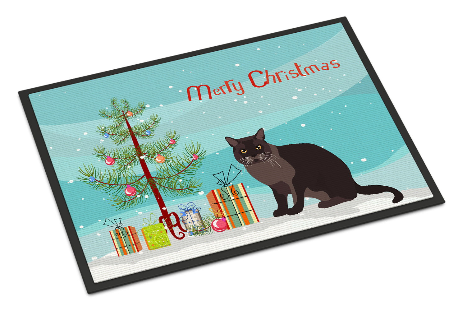European Burmese Cat Christmas Doormat Indoor Outdoor 24H X 36W Front Door Mat Rugs for Entryway, Non Slip Washable Low Pile,