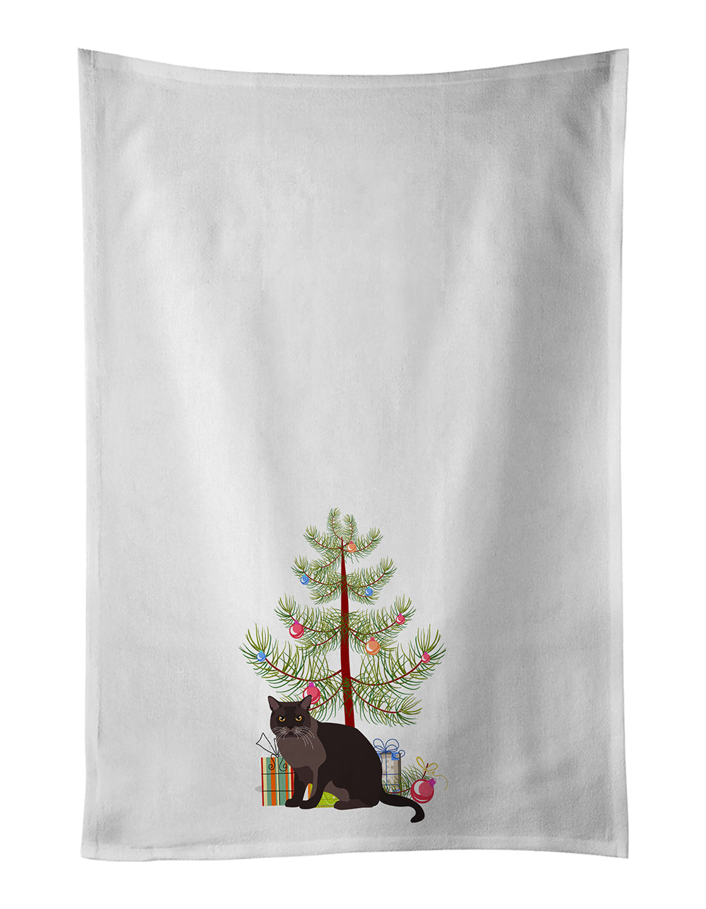 European Burmese Cat Christmas Kitchen Towel Set of 2 White Dish Towels Decorative Bathroom Hand towel for Hand, Face, Hair, Yoga, Tea, Dishcloth, 19 X 28", White