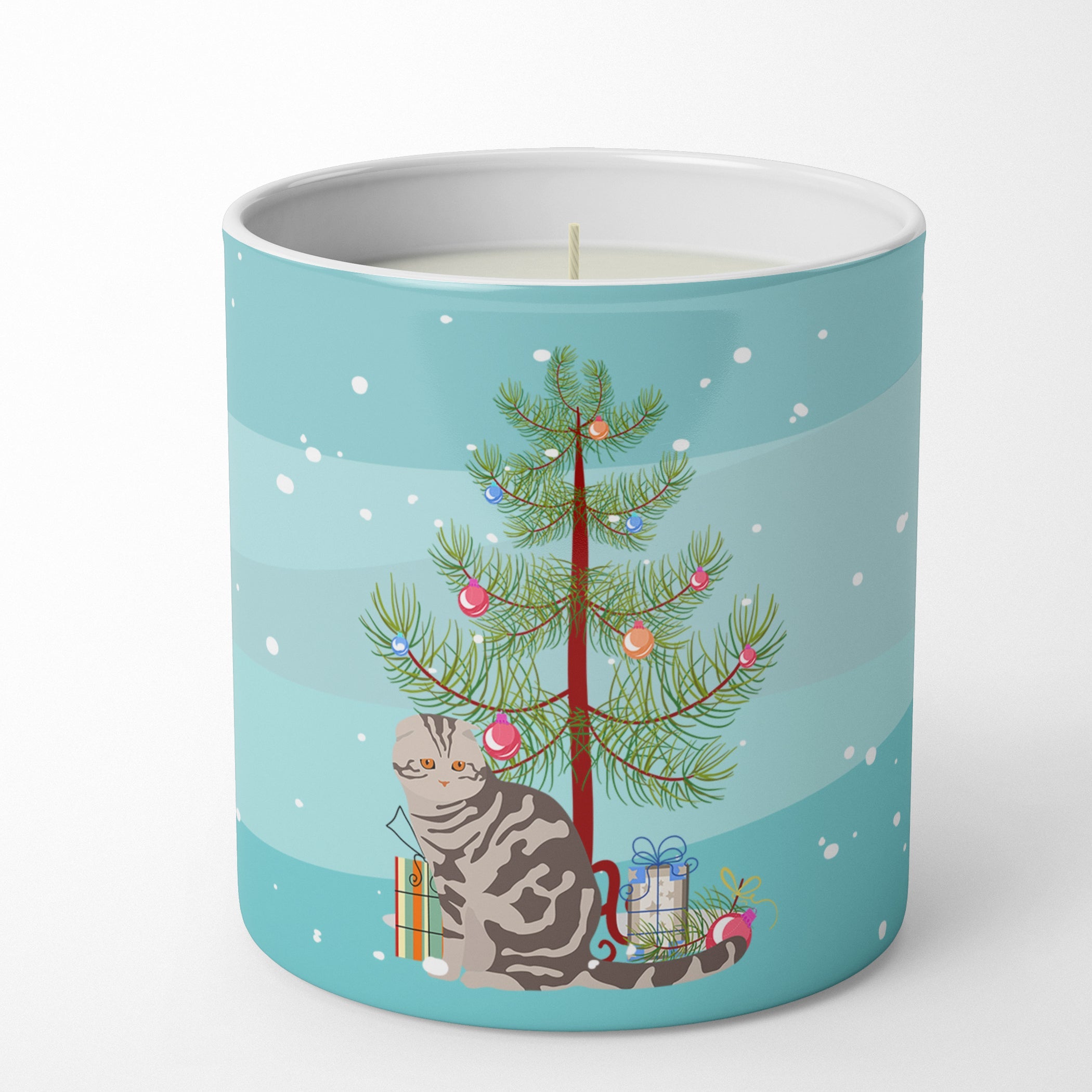 Foldex Exotic Fold Cat Christmas Decorative Soy Candle Nature Soy Wax Essential Oil Home Decor Ideal for Bedroom Kitchen Bath Office Gift, 10 oz