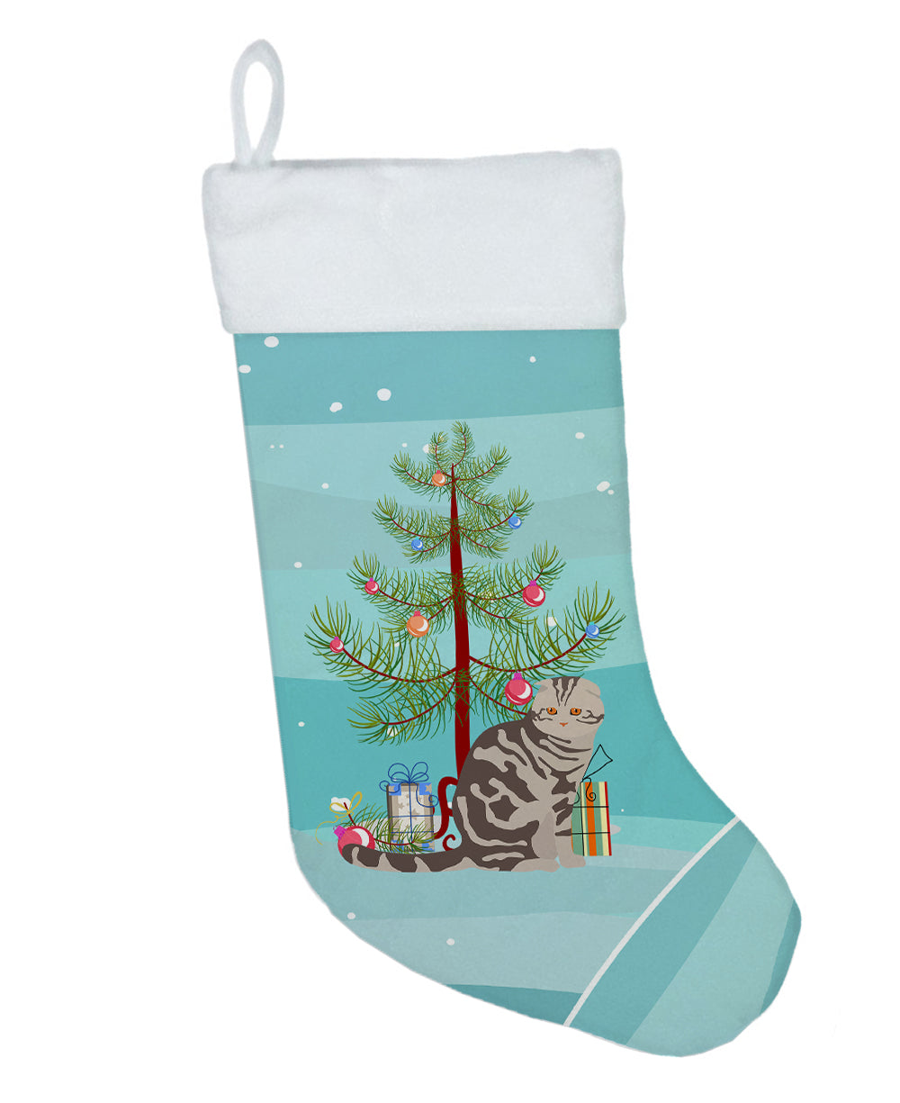 Foldex Exotic Fold Cat Christmas Holiday Stocking Double-Sided Print, Polyester Suede,11x18, Made in USA