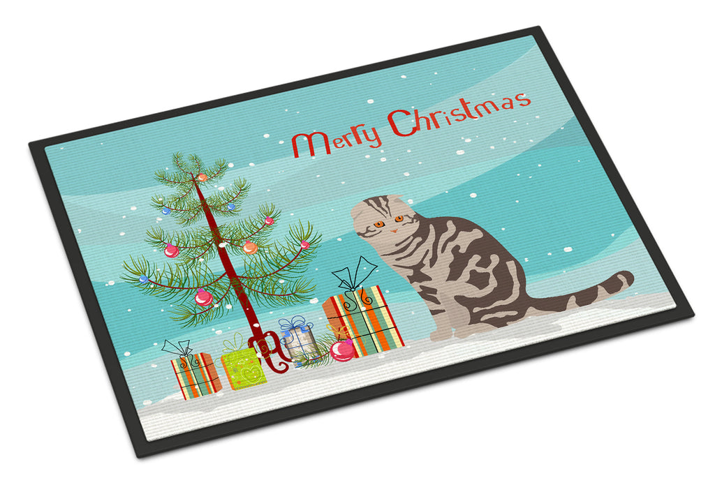 Foldex Exotic Fold Cat Christmas Doormat Indoor Outdoor 18H X 27W Front Door Mat Rugs for Entryway, Non Slip Washable