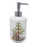 Foldex Exotic Fold Cat Christmas Ceramic Soap Dispenser , Empty Refillable Hand Soap Pump Bottle for Bathroom Kitchen