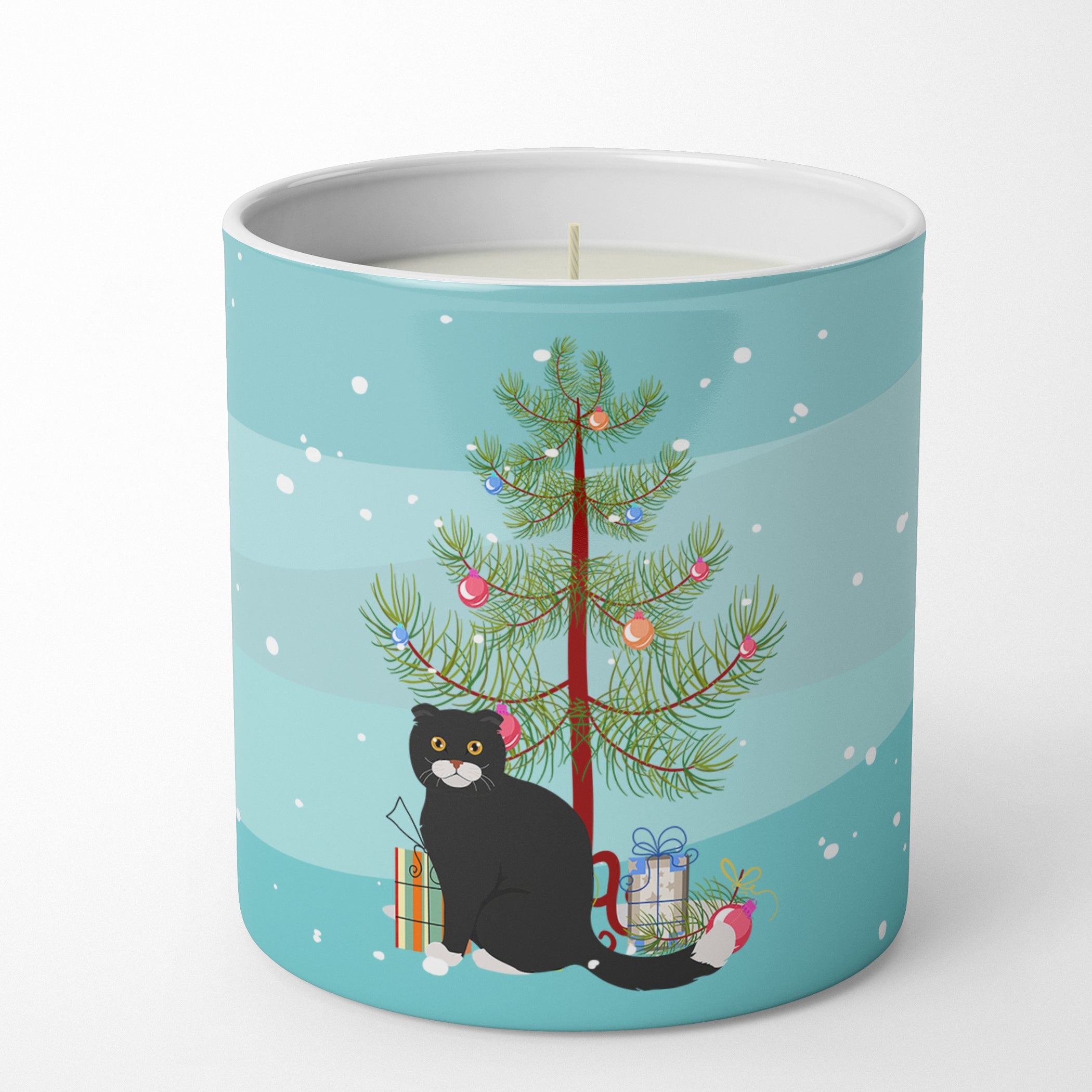 Foldex Exotic Fold Cat Christmas Decorative Soy Candle Nature Soy Wax Essential Oil Home Decor Ideal for Bedroom Kitchen Bath Office Gift, 10 oz