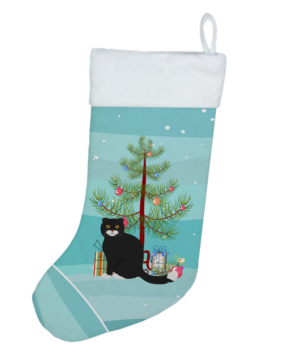 Foldex Exotic Fold Cat Christmas Holiday Stocking Double-Sided Print, Polyester Suede,11x18, Made in USA