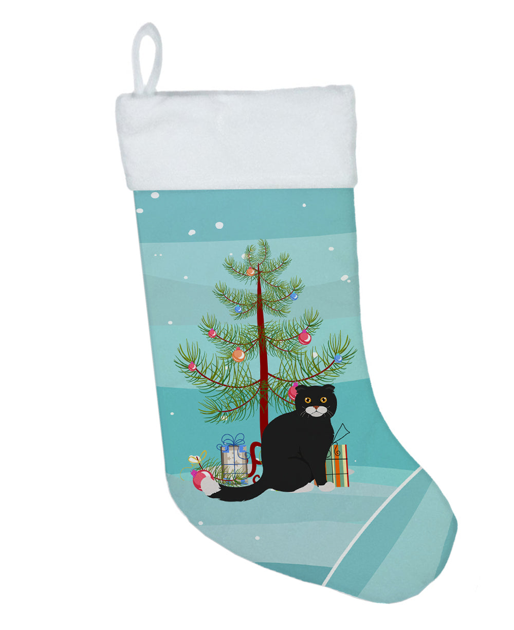 Foldex Exotic Fold Cat Christmas Holiday Stocking Double-Sided Print, Polyester Suede,11x18, Made in USA