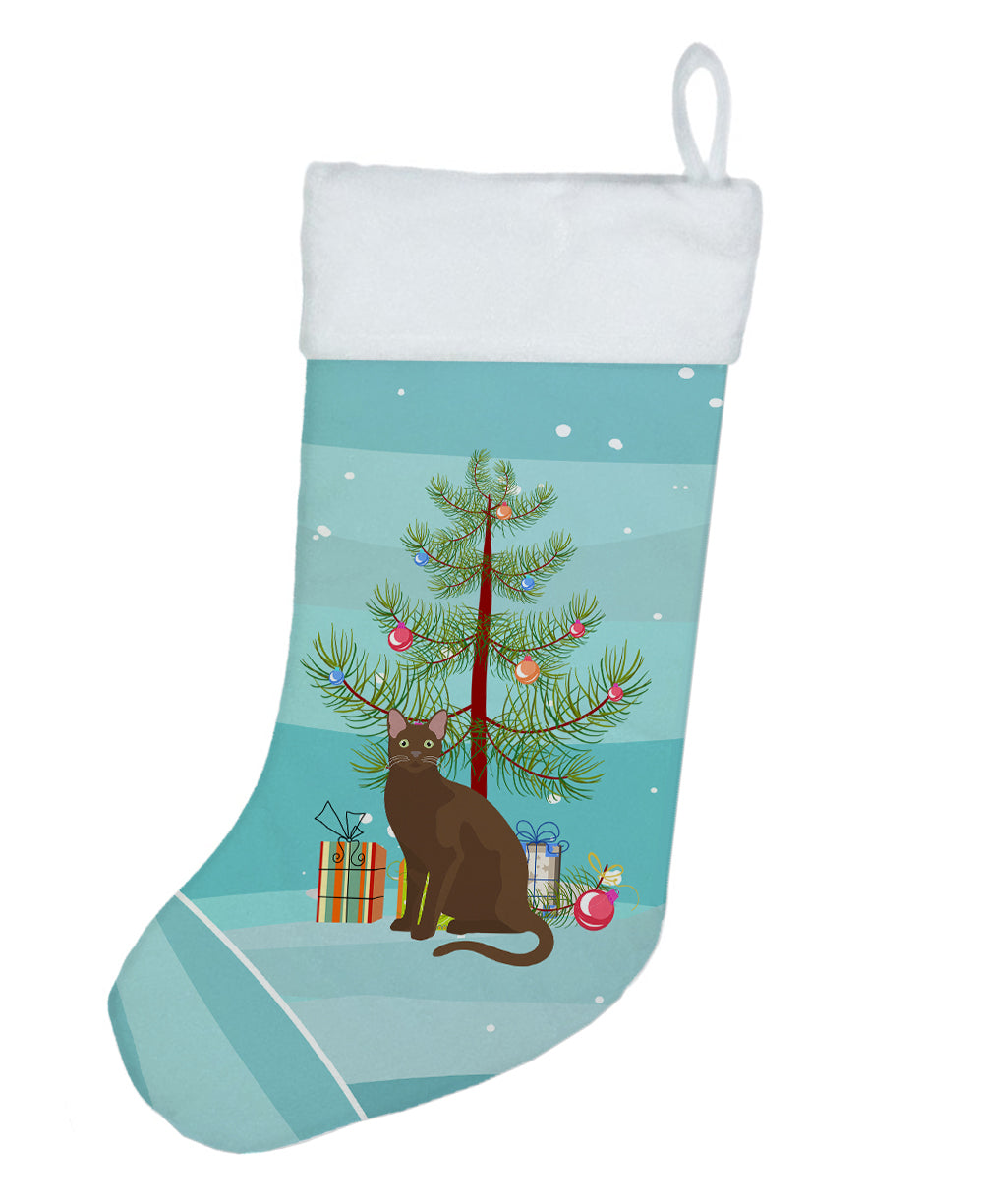Havana Brown Cat Christmas Holiday Stocking Double-Sided Print, Polyester Suede,11x18, Made in USA