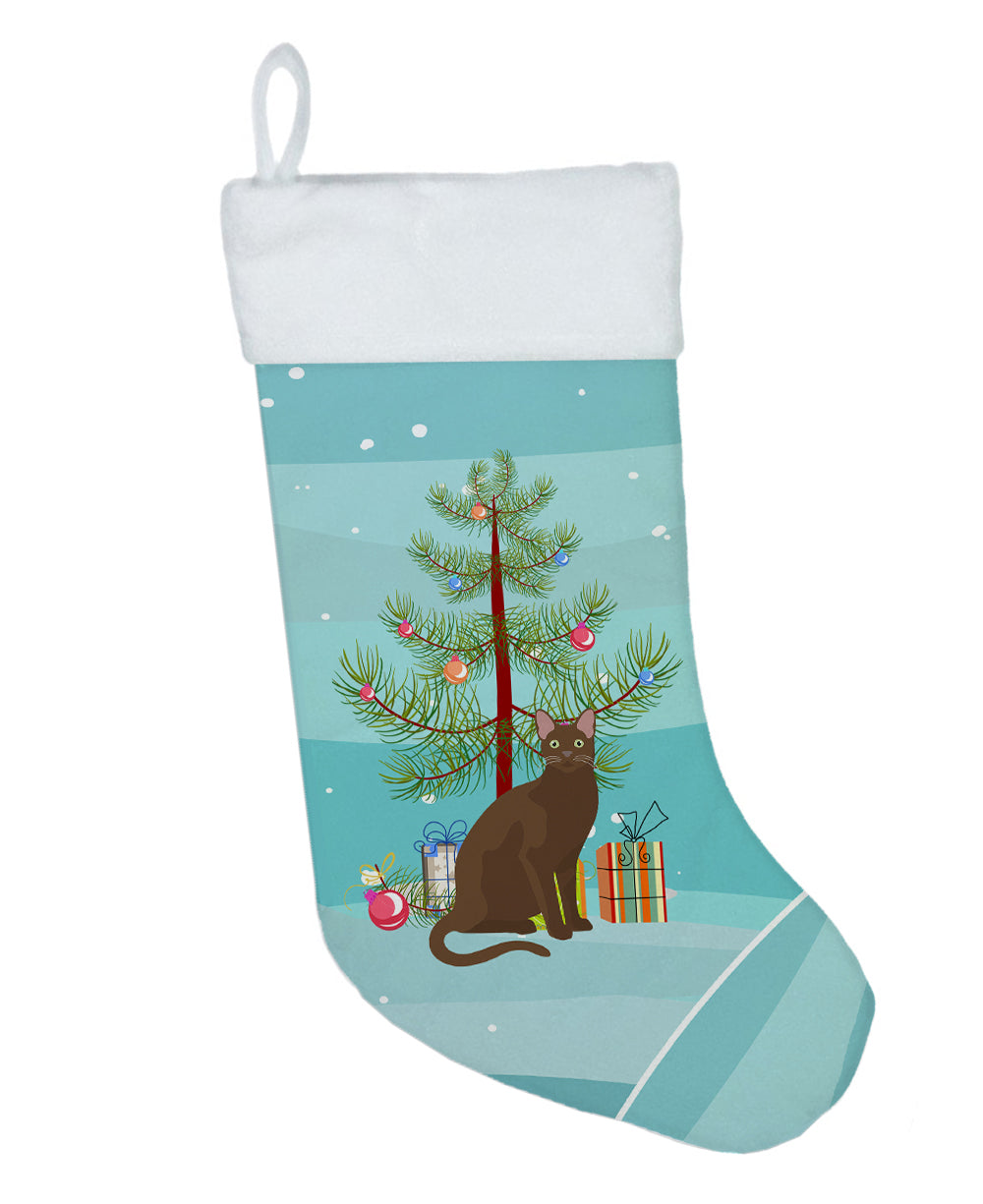 Havana Brown Cat Christmas Holiday Stocking Double-Sided Print, Polyester Suede,11x18, Made in USA