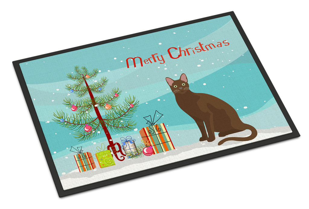 Havana Brown Cat Christmas Doormat Indoor Outdoor 24H X 36W Front Door Mat Rugs for Entryway, Non Slip Washable Low Pile,