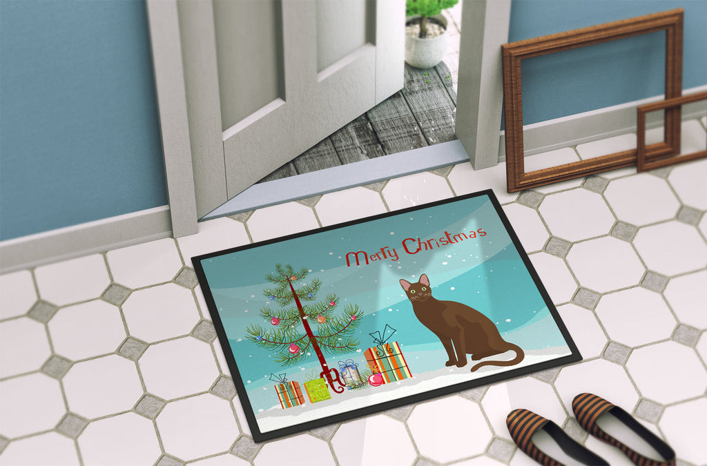 Havana Brown Cat Christmas Doormat Indoor Outdoor 24H X 36W Front Door Mat Rugs for Entryway, Non Slip Washable Low Pile,